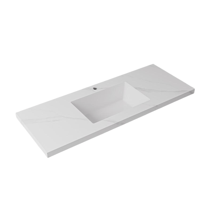 600-1500*460mm Lukka Carrara White Sintered Stone Seamless Joined With Fine Ceramic Basin Top