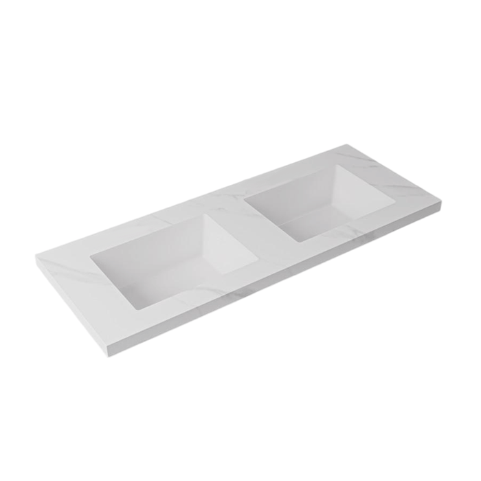 600-1500*460mm Lukka Carrara White Sintered Stone Seamless Joined With Fine Ceramic Basin Top