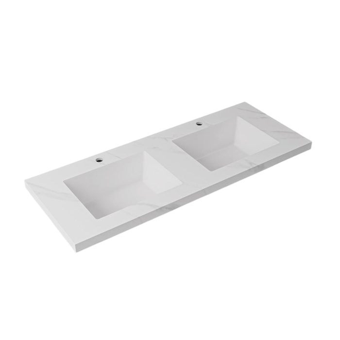 600-1500*460mm Lukka Carrara White Sintered Stone Seamless Joined With Fine Ceramic Basin Top