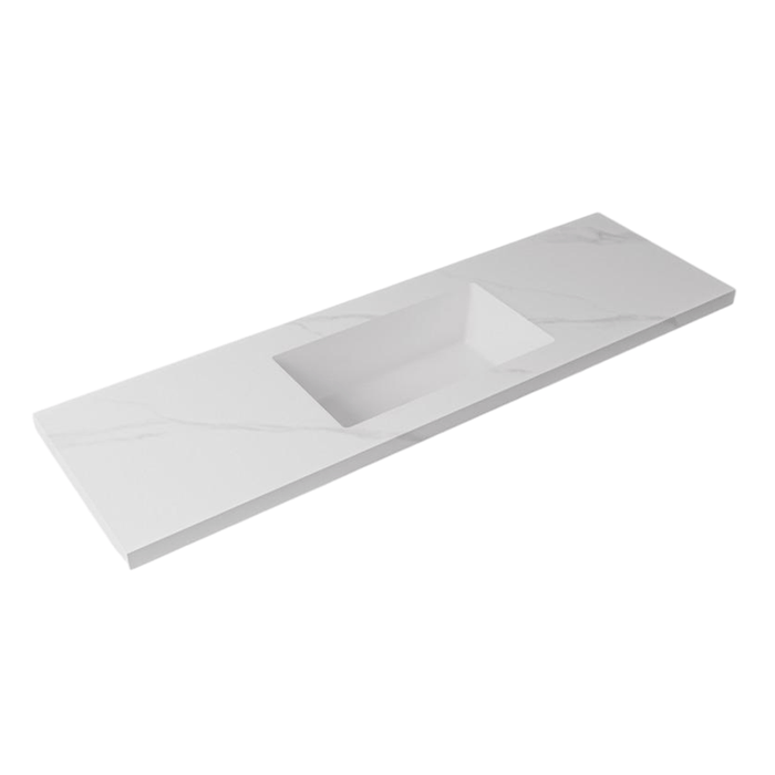 600-1500*460mm Lukka Carrara White Sintered Stone Seamless Joined With Fine Ceramic Basin Top