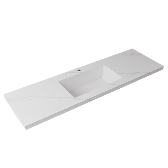 600-1500*460mm Lukka Carrara White Sintered Stone Seamless Joined With Fine Ceramic Basin Top