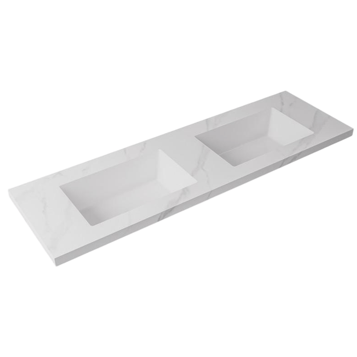 600-1500*460mm Lukka Carrara White Sintered Stone Seamless Joined With Fine Ceramic Basin Top