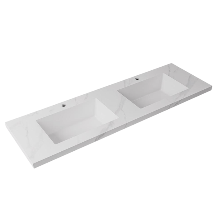 600-1500*460mm Lukka Carrara White Sintered Stone Seamless Joined With Fine Ceramic Basin Top