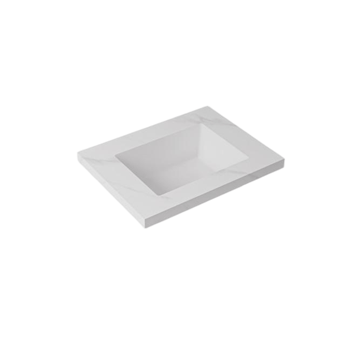 600-1500*460mm Lukka Carrara White Sintered Stone Seamless Joined With Fine Ceramic Basin Top