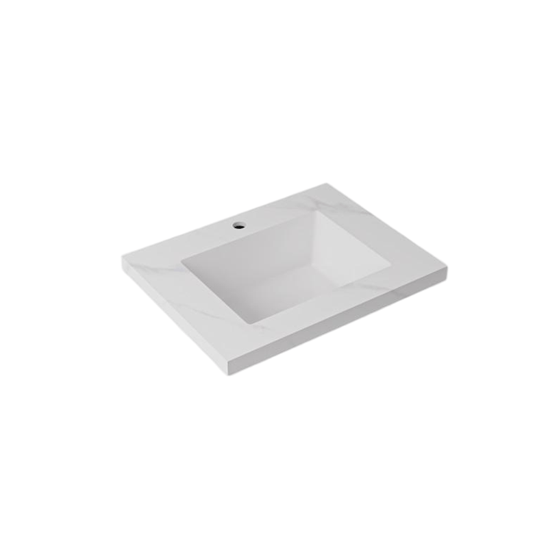 600-1500*460mm Lukka Carrara White Sintered Stone Seamless Joined With Fine Ceramic Basin Top