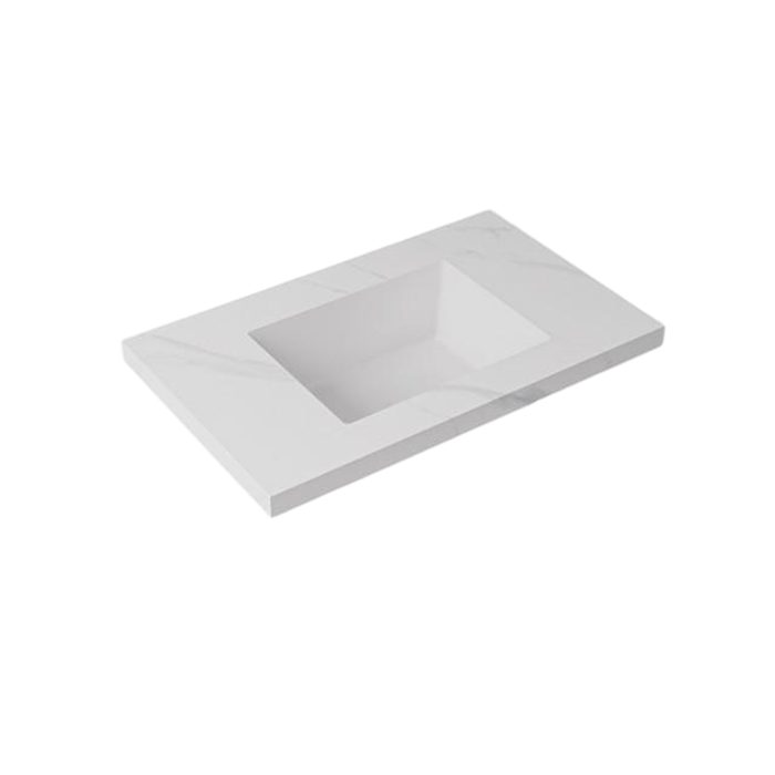 600-1500*460mm Lukka Carrara White Sintered Stone Seamless Joined With Fine Ceramic Basin Top