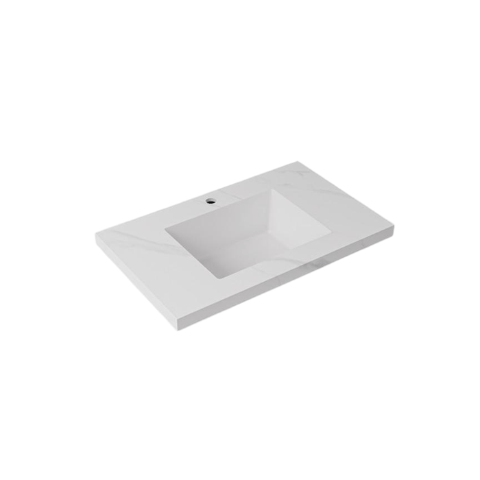 600-1500*460mm Lukka Carrara White Sintered Stone Seamless Joined With Fine Ceramic Basin Top