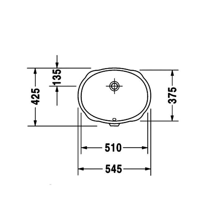 545*425*190mm Gloss White Ceramic Oval Under-Mount Basin
