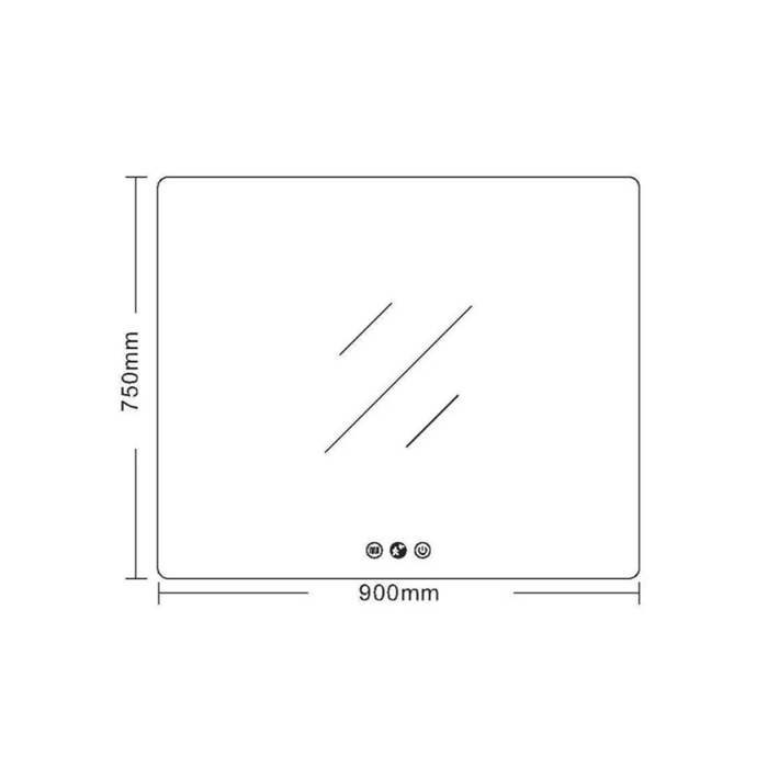 900*750*5mm Mercio Frameless Copper-free Glass Rectangle Pencil Edge LED Mirror