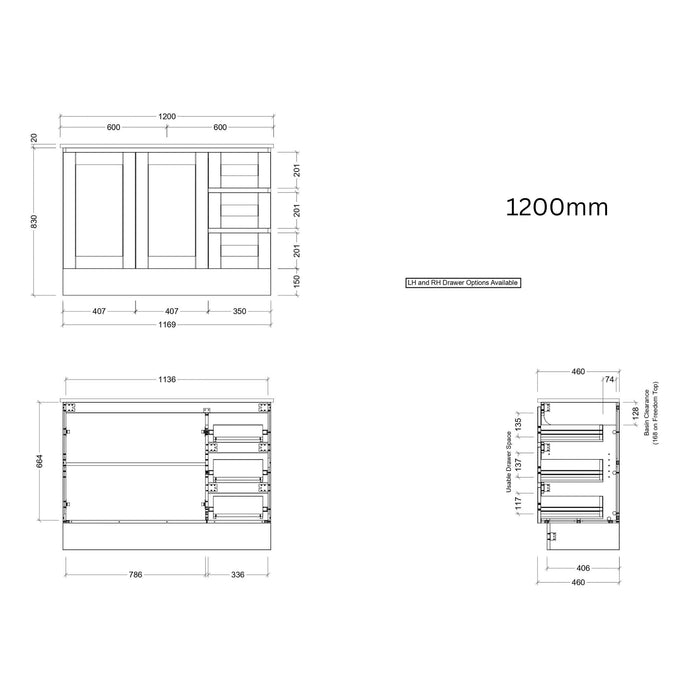 TIMBERLINE VICTORIA CUSTOM FLOOR STANDING VANITY (ALL SIZING)