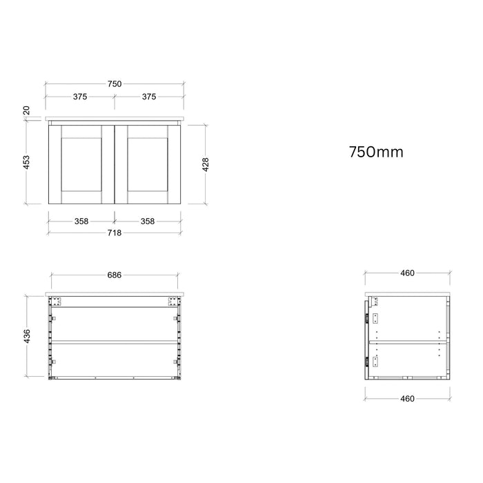 TIMBERLINE VICTORIA CUSTOM WALL HUNG VANITY (ALL SIZING)