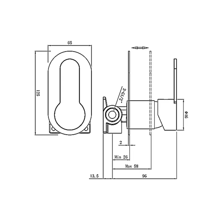 INS Vogh Chrome Shower Wall Mixer