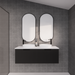 600-1800*450*400mm Vienna Matt Black MR Melamined Board Panel With PVC Coating Fluted Wall Hung Vanity - HD reno