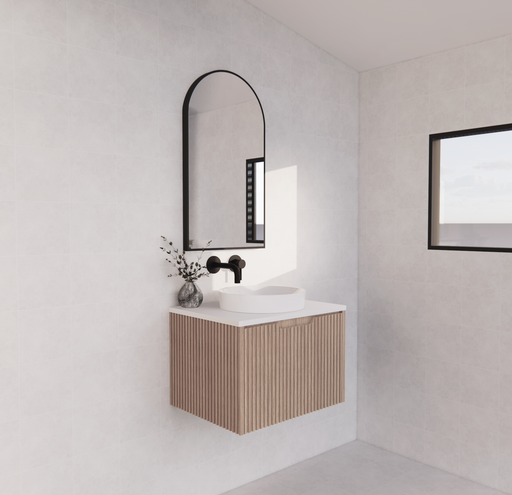 600-1800*450*400mm ABS Vienna American Oak MR Melamined Board Panel With PVC Coating Fluted Wall Hung Vanity - HD reno