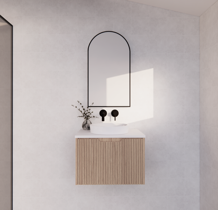 600-1800*450*400mm ABS Vienna American Oak MR Melamined Board Panel With PVC Coating Fluted Wall Hung Vanity - HD reno