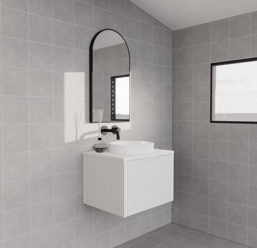 600-1800*450*400mm Vienna Matt White MR Melamined Board Panel With PVC Coating Fluted Wall Hung Vanity - HD reno