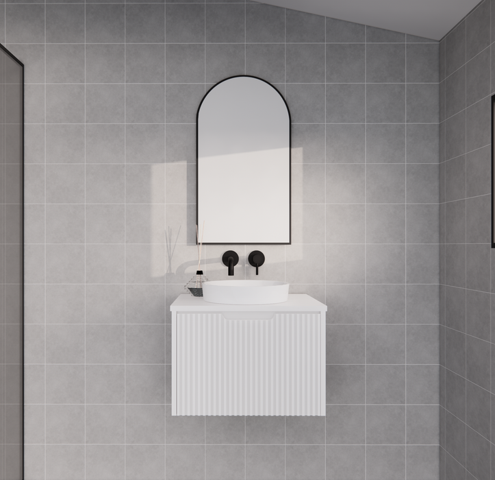 600-1800*450*400mm Vienna Matt White MR Melamined Board Panel With PVC Coating Fluted Wall Hung Vanity - HD reno