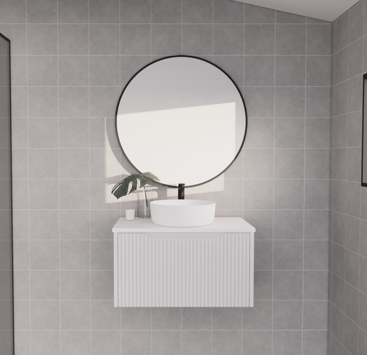 600-1800*450*400mm Vienna Matt White MR Melamined Board Panel With PVC Coating Fluted Wall Hung Vanity - HD reno