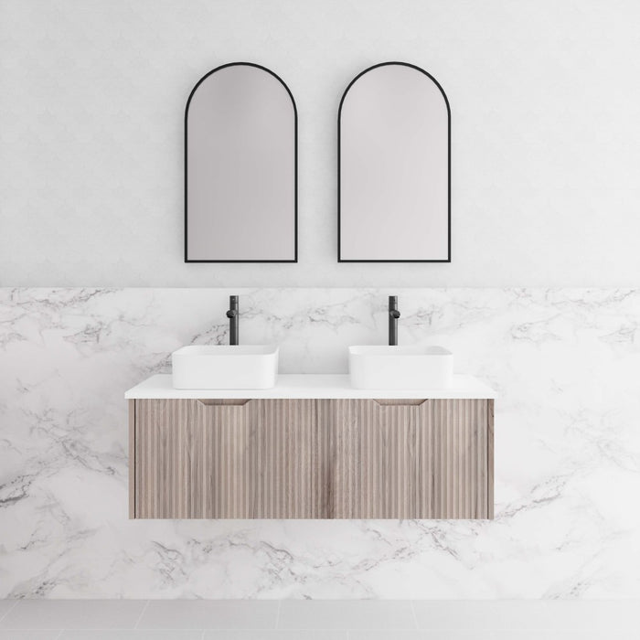 600-1800*450*400mm Vienna White Oak MR Melamined Board Panel With PVC Coating Fluted Wall Hung Vanity