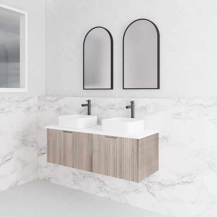 600-1800*450*400mm Vienna White Oak MR Melamined Board Panel With PVC Coating Fluted Wall Hung Vanity