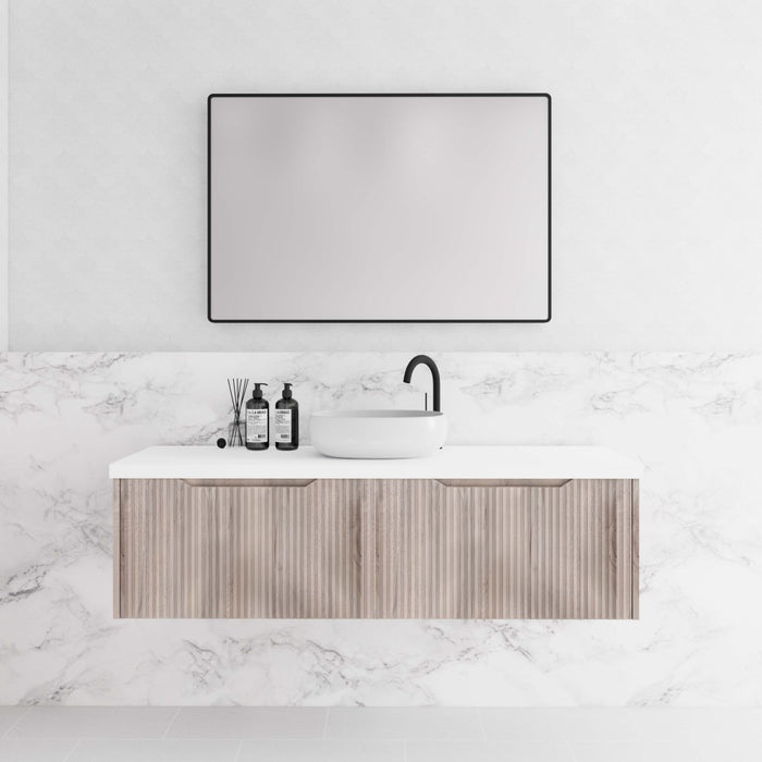 600-1800*450*400mm Vienna White Oak MR Melamined Board Panel With PVC Coating Fluted Wall Hung Vanity