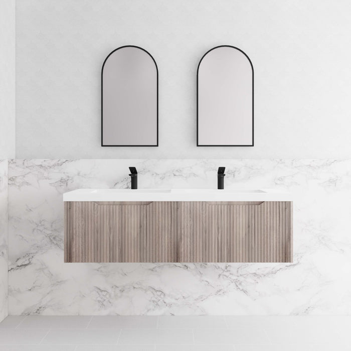600-1800*450*400mm Vienna White Oak MR Melamined Board Panel With PVC Coating Fluted Wall Hung Vanity