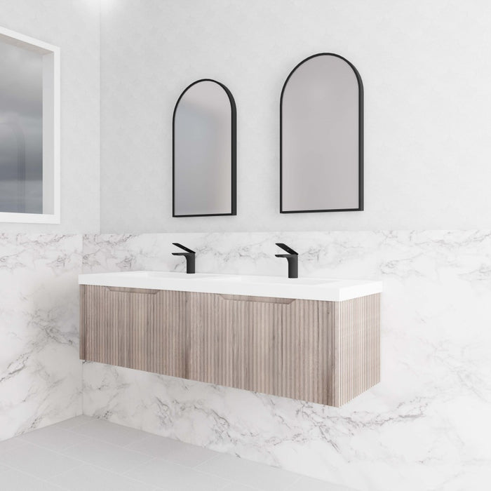 600-1800*450*400mm Vienna White Oak MR Melamined Board Panel With PVC Coating Fluted Wall Hung Vanity