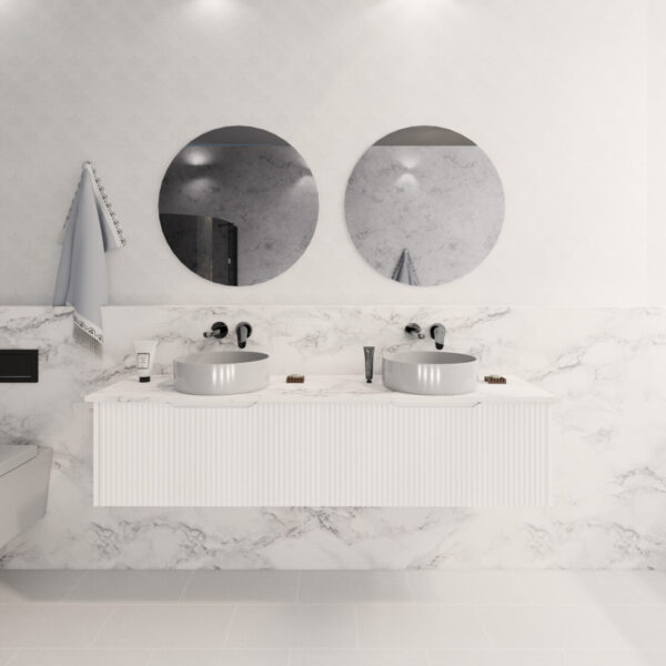 600-1800*450*400mm Vienna Matt White MR Melamined Board Panel With PVC Coating Fluted Wall Hung Vanity