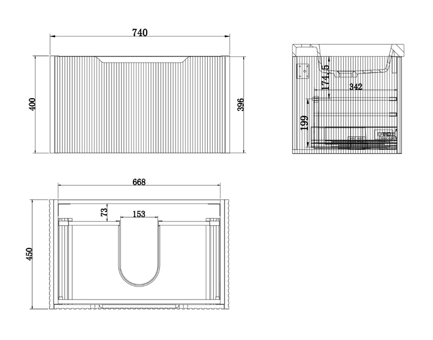 600-1800*450*400mm Vienna Matt White MR Melamined Board Panel With PVC Coating Fluted Wall Hung Vanity - HD reno