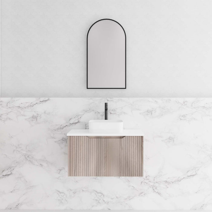 600-1800*450*400mm Vienna White Oak MR Melamined Board Panel With PVC Coating Fluted Wall Hung Vanity