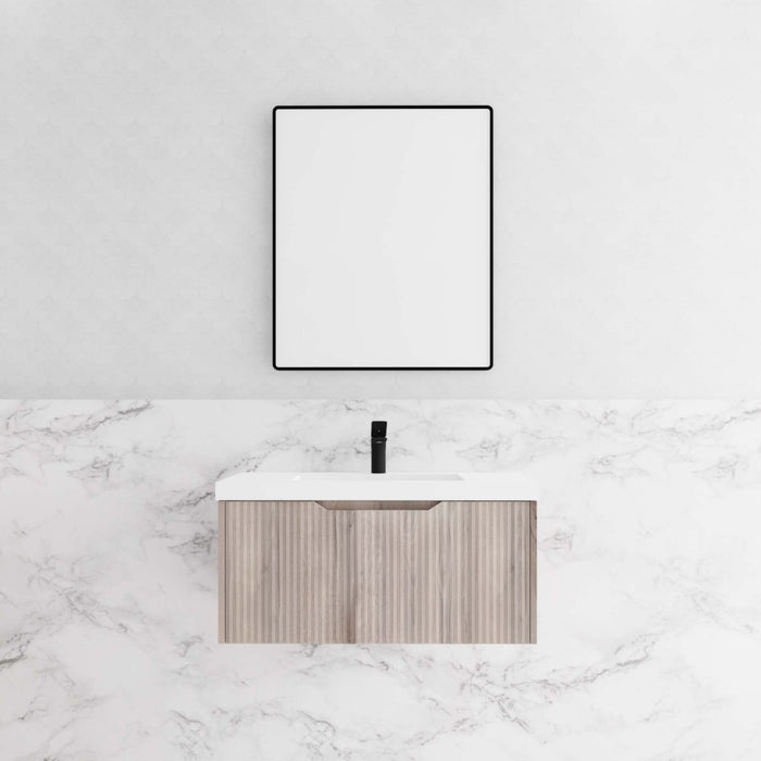 600-1800*450*400mm Vienna White Oak MR Melamined Board Panel With PVC Coating Fluted Wall Hung Vanity