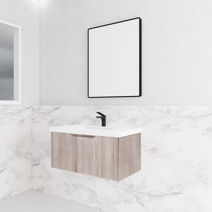 600-1800*450*400mm Vienna White Oak MR Melamined Board Panel With PVC Coating Fluted Wall Hung Vanity