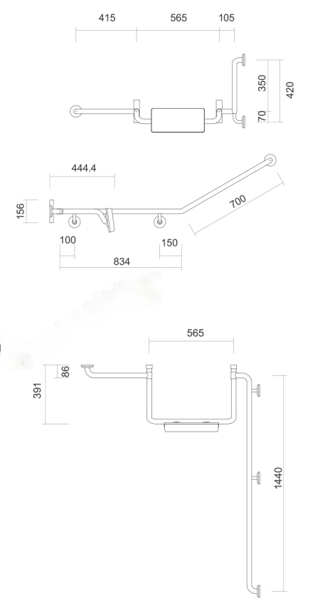 Back Rests with Integrated Grab Rail (45 Degrees) - HD reno