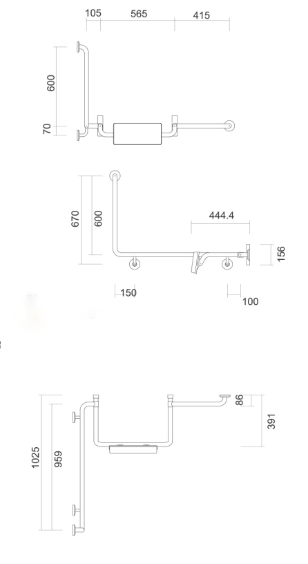 Back Rests with Integrated Grab Rail (90 Degrees) - HD reno
