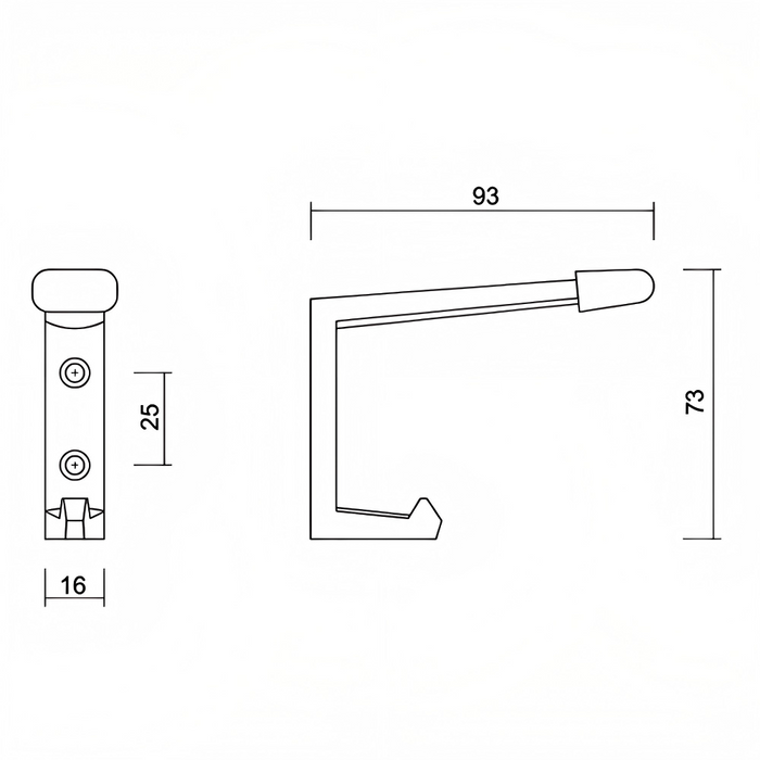 Robe/Coat Hook With Concealed Fixing