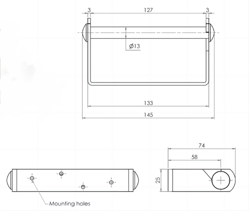 Single Stainless Steel Toilet Roll Holder - 25mmH*145mmW*74mmD - HD reno