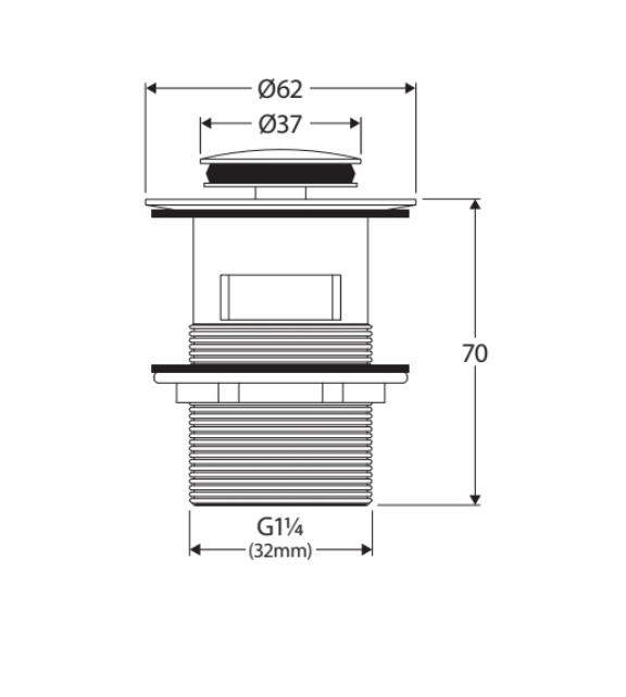 32mm Chrome Flush Pop-Up Waste with Overflow