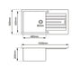 1000*500*200mm Black/White granite stone kitchen sink with drainboard - HD reno