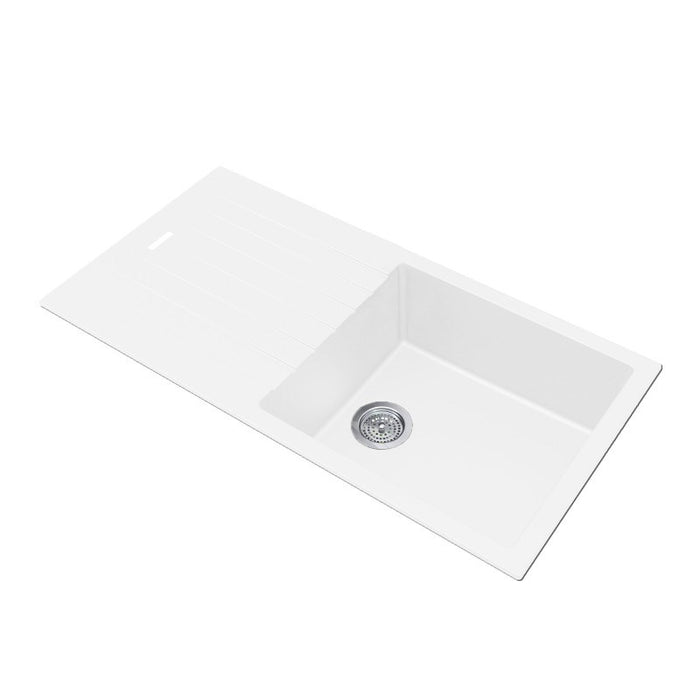 1000*500*200mm Black/White granite stone kitchen sink with drainboard - HD reno