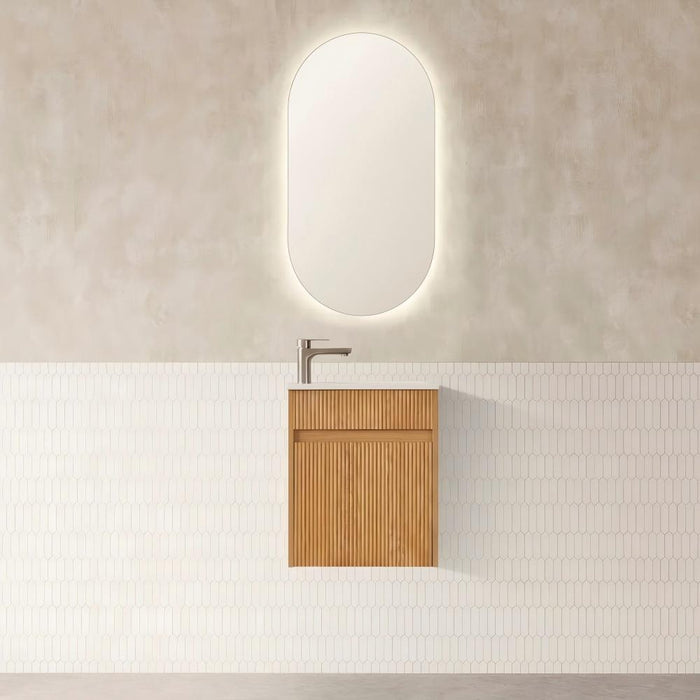 450*245*540mm Avia York Rosewood Fluted Wall Hung Vanity With Ceramic Top