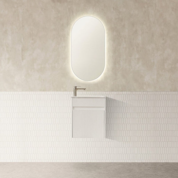 450*245*540mm Avia York Matt White Fluted Wall Hung Vanity With Ceramic Top
