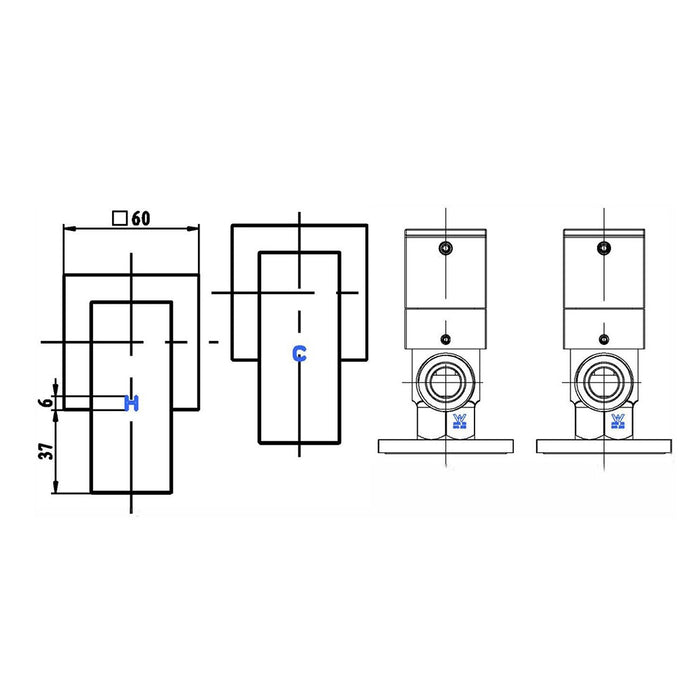 Modernnational 1/4 Turn Square Washing Machine Stops