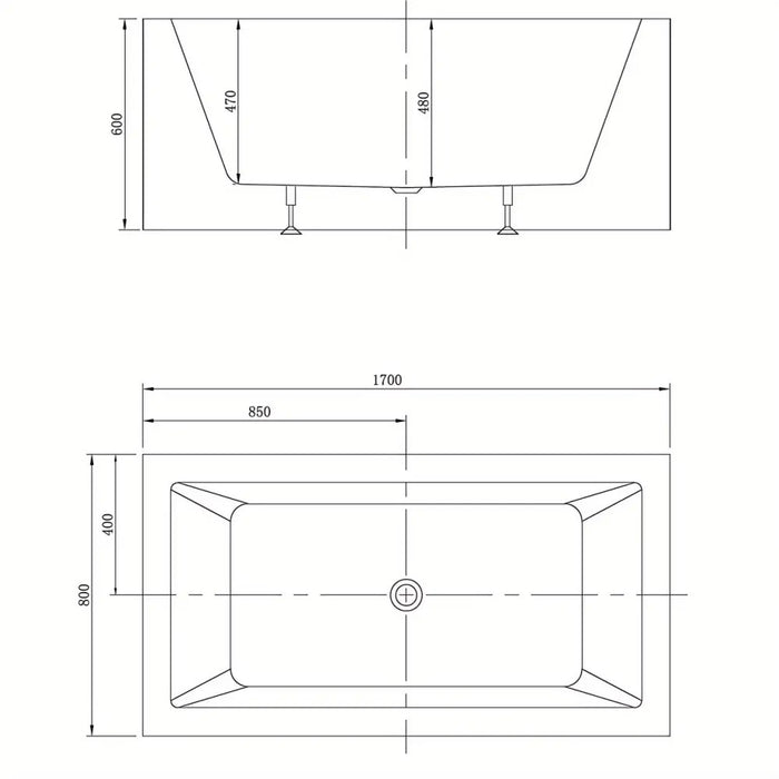 ATAUD 1520/1700*750*580mm White Rectangle 12 Jets Acrylic Freestanding Spa Bathtub