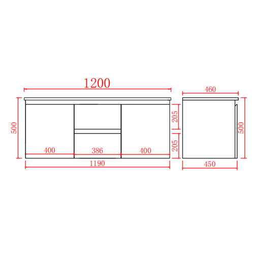 900-1500*460mm Poly White Bathroom Left/Right Drawer Wall Hung Vanity - HD reno