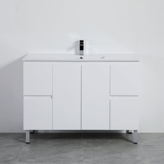 600-1800*460*880mm Poseidon Nordic Gloss White Standard With Legs PVC Freestanding Vanity