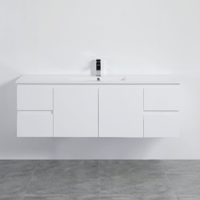 900-1500*460mm Poly White Bathroom Left/Right Drawer Wall Hung Vanity - HD reno