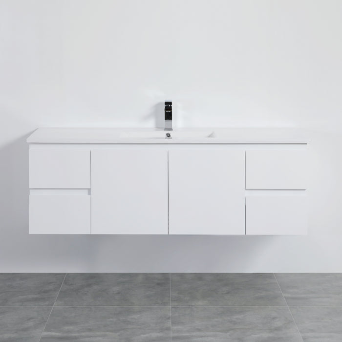 900-1500*460mm Poly White Bathroom Left/Right Drawer Wall Hung Vanity - HD reno