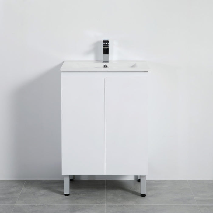 600-1800*460*880mm Poseidon Nordic Gloss White Standard With Legs PVC Freestanding Vanity