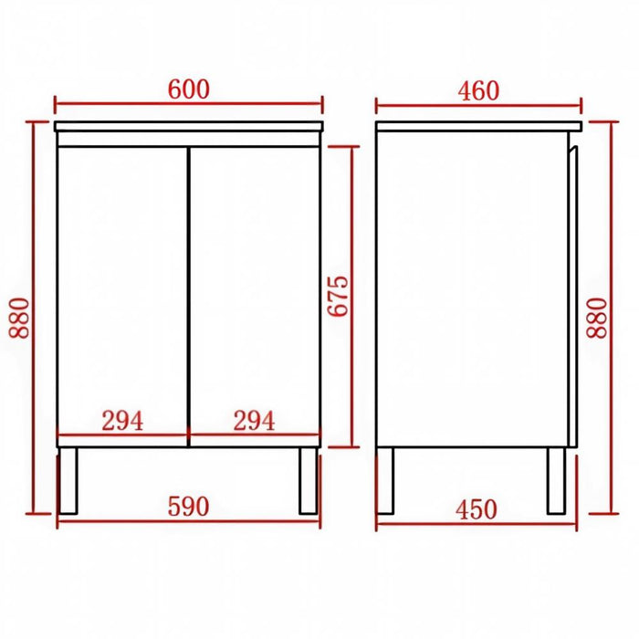 600-1800*460*880mm Poseidon Nordic Walnut Standard With Legs PVC Freestanding Vanity