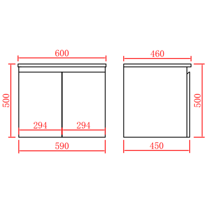 600-750*460mm Poly Gloss White Bathroom  Left/Right Drawer Wall Hung Vanity - HD reno